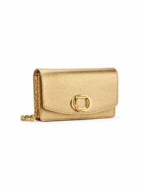 Stuart Weitzman The Emelie Brillante Crossbody Bag Gold Metallic Leather